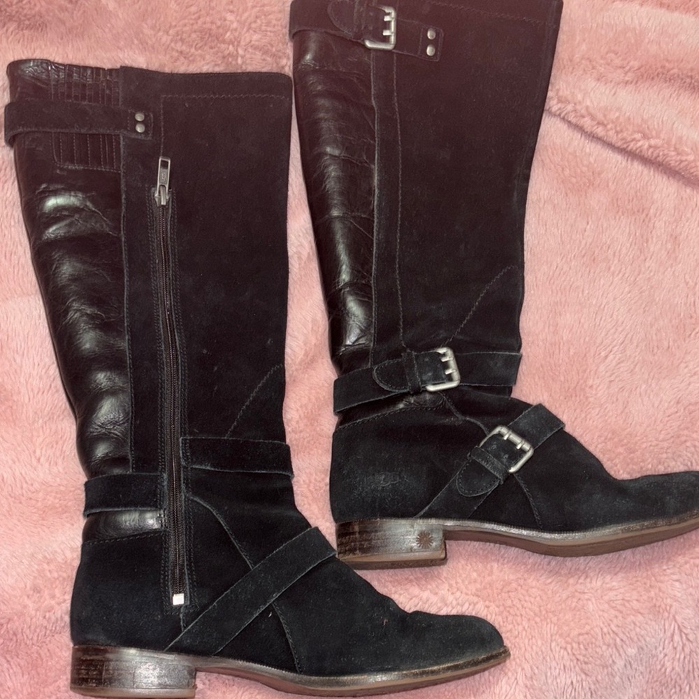 UGG Black Over the Knee Boots with Zipper Closure